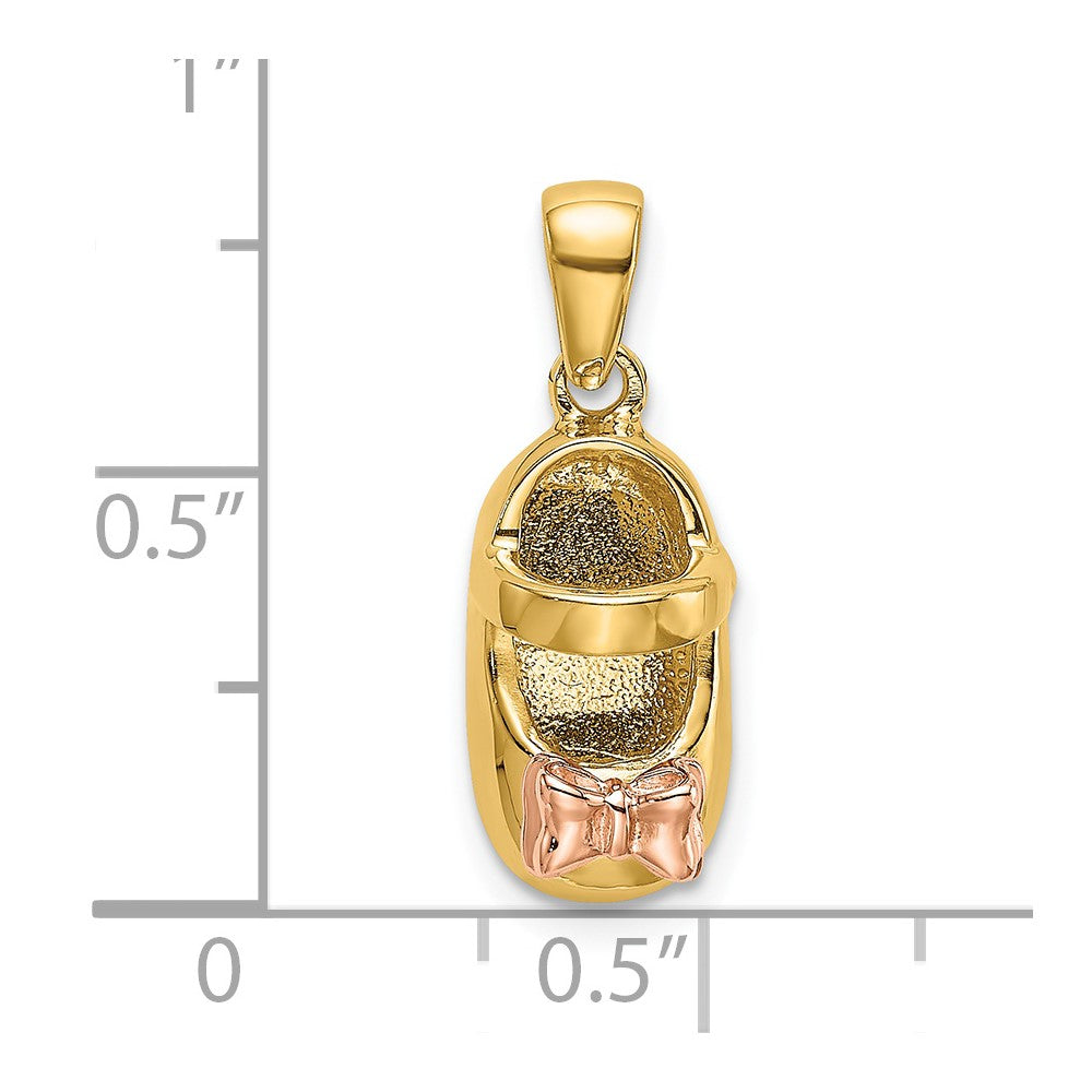 14k  3D Two-tone Baby Shoe Charm