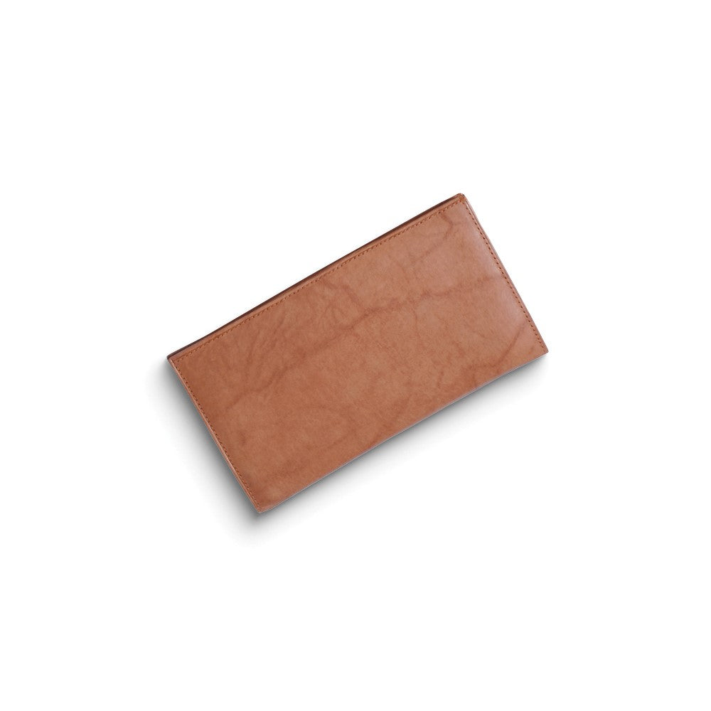 Tan Distressed Leather 6-Slot Jacket Checkbook Wallet