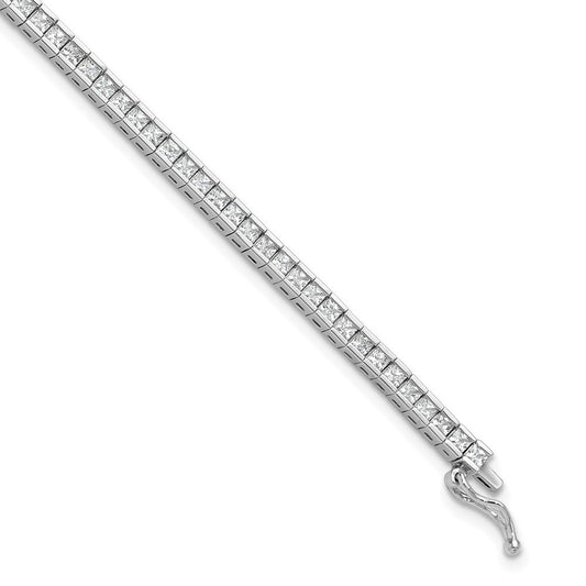 Sterling Shimmer Sterling Silver Rhodium-plated Square 3mm x 3mm CZ 86 Stone 8 inch Bracelet 8 inches