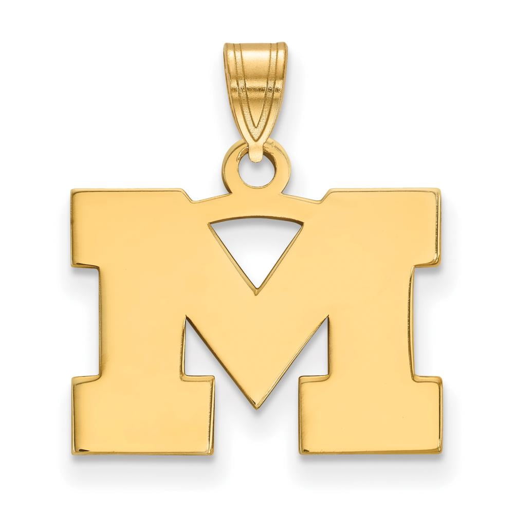Sterling Silver Gold-plated LogoArt University of Michigan Letter M Small Pendant Q-GP002UM
