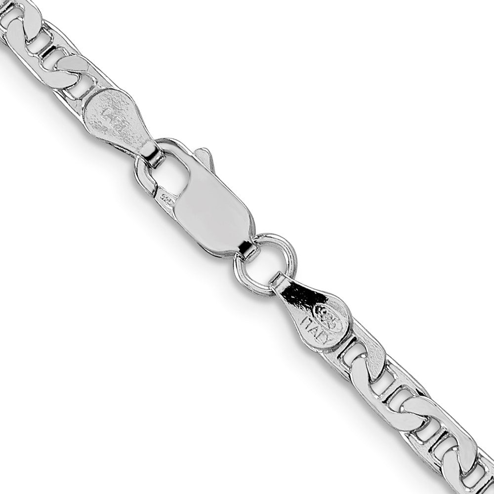 Sterling Silver Rhodium-plated 3.75mm Flat Anchor Chain 20 Inches