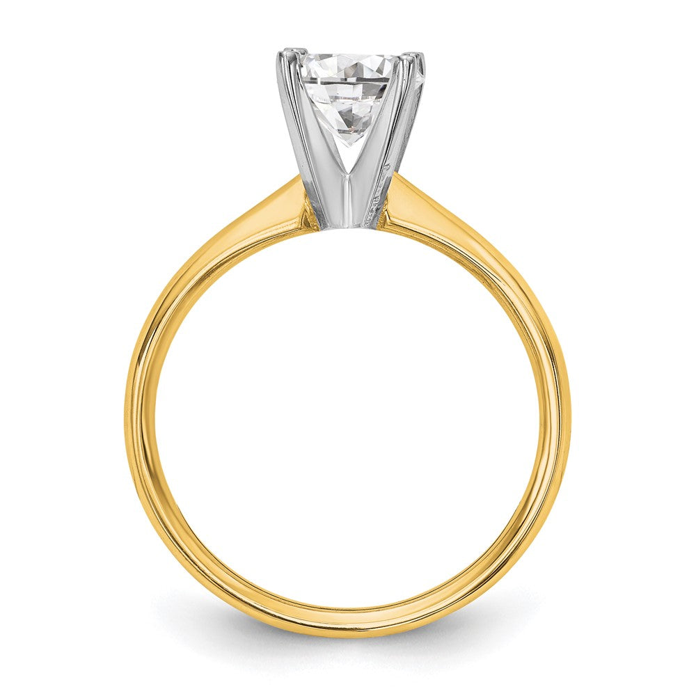 14k Two-Tone 1.25 carat Lightweight Comfort-Fit 4-Prong Round Solitaire Ring Mounting