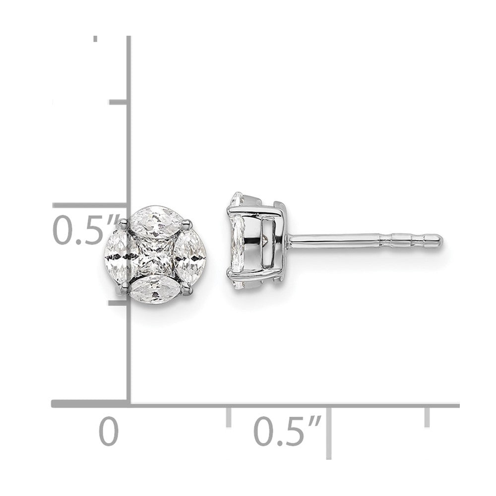 14K White Gold 1/2 Carat Lab Grown Diamond VS/SI+ G+ Complete Round & Marquise Halo Post Earrings