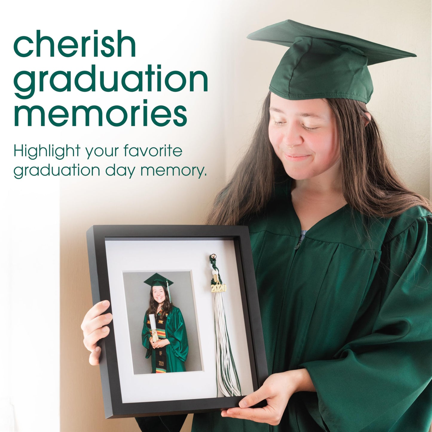 Pearhead Tassel And Picture Graduation Frame, Proudly Display a Photo in Graduation Cap and Gown in Frame with Tassel Holder, Great Centerpiece for Graduation Party