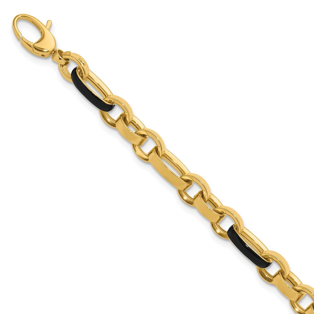 14K Polished with Enamel Link Bracelet 7  inches
