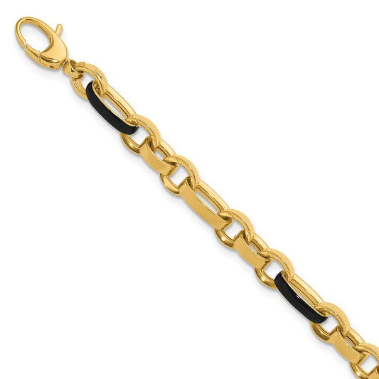 14K Polished with Enamel Link Bracelet 7  inches