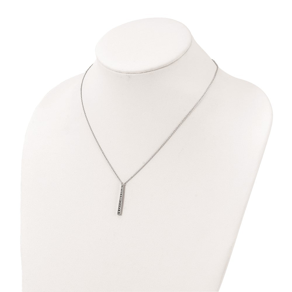 Sterling Silver Rhodium-plated Polished CZ Tapered Pendant Necklace 17.5 Inches