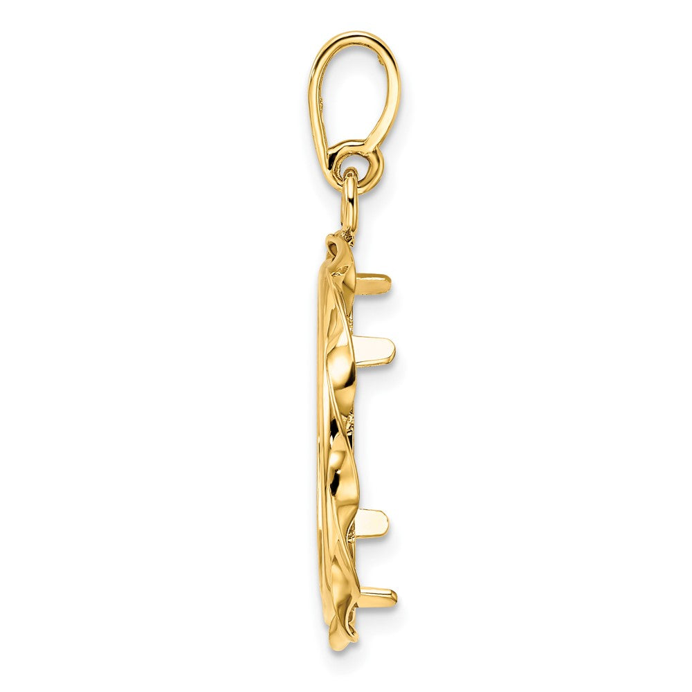 Wideband Distinguished Coin Jewelry 14k Polished Hand Twisted Ribbon 18.0mm Prong Coin Bezel Pendant