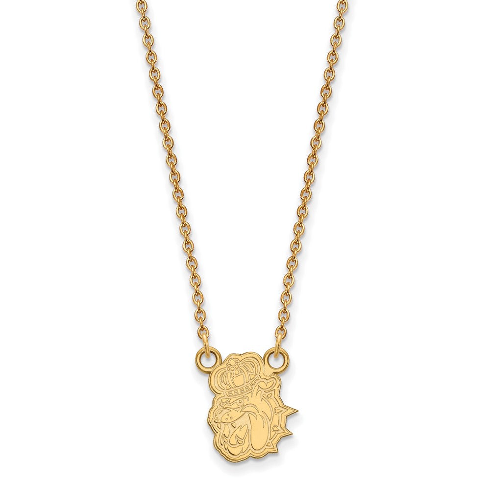 Sterling Silver Gold-plated LogoArt James Madison University Duke Dog Small Pendant 18 inch Necklace