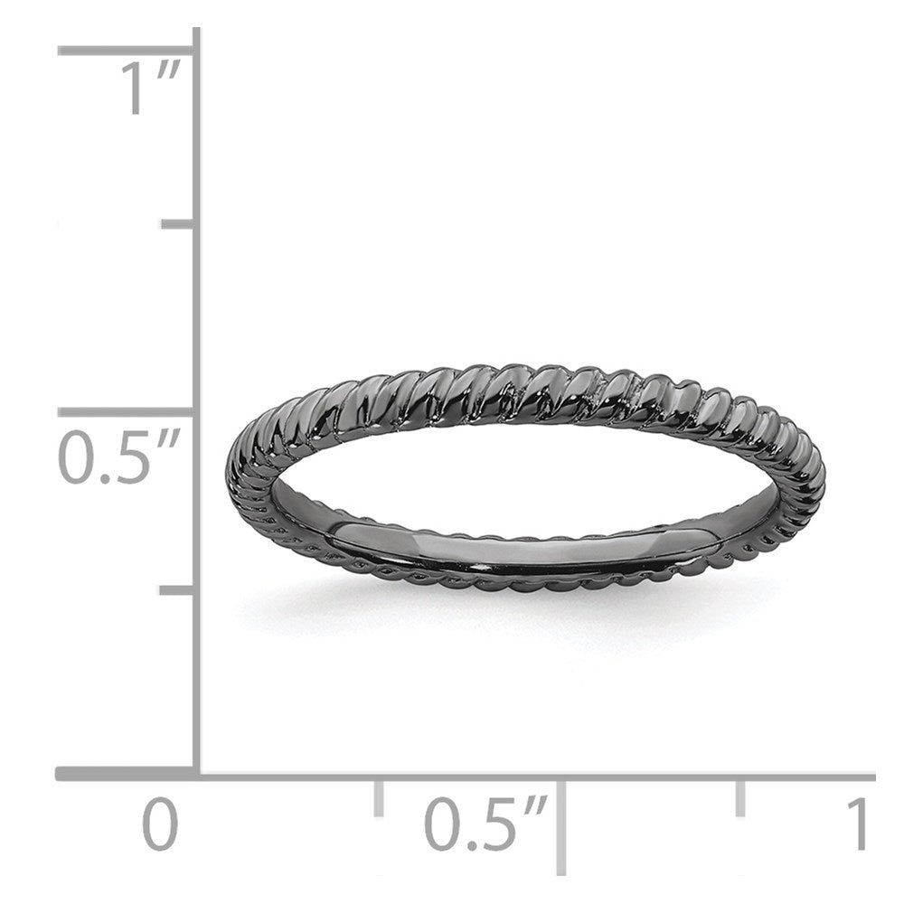 Sterling Silver Stackable Expressions Black-plated Twisted Ring Size -8