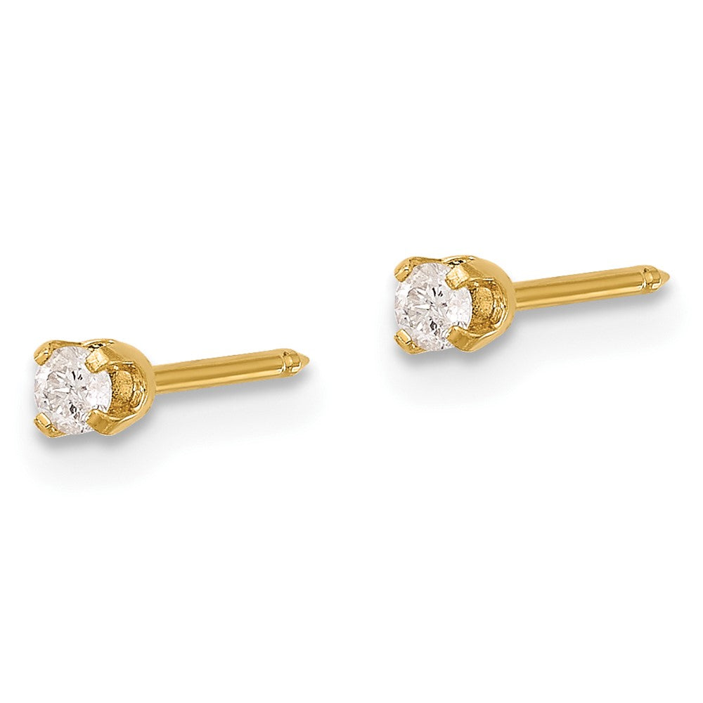 Inverness 14K Gold Polished 2.5mm .10ct Diamond Stud Post Piercing Earrings