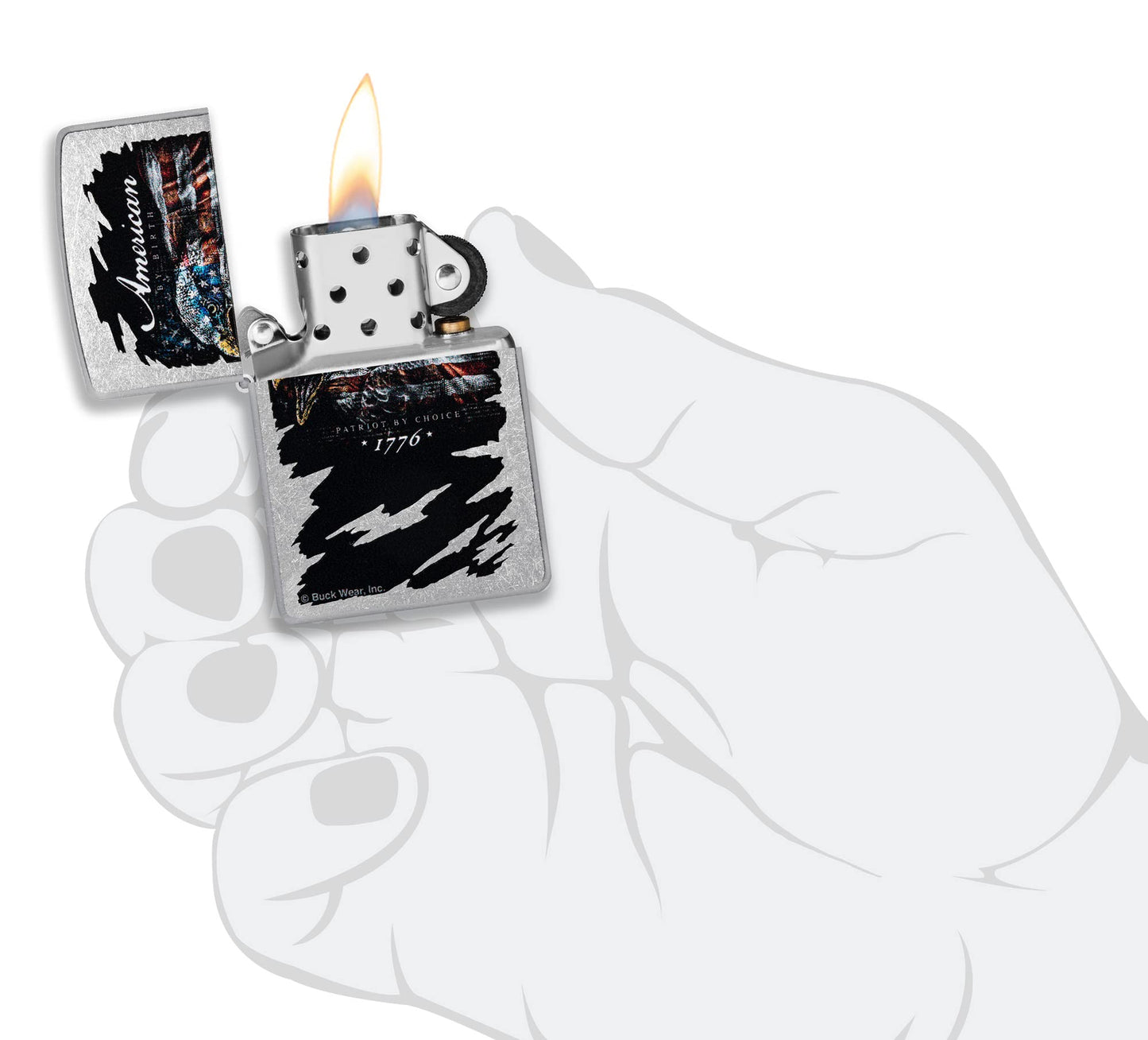 Pro-Cut ZIP-48633 2024 Zippo Buck Wear Eagle Dotted Street Chrome Lighter
