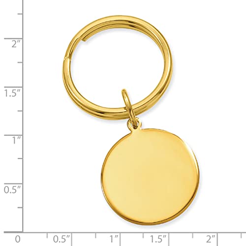 Gold Plated Solid Polished Round Key Ring - .2 Grams - Key Chain for Men