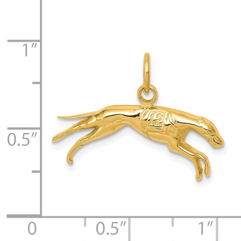 14k Greyhound Charm Yellow Gold
