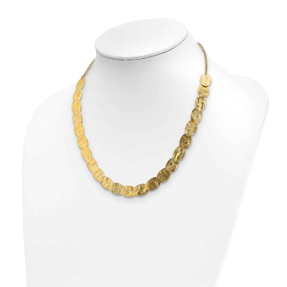 Sterling Silver Gold-tone Textured with 1.5in ext. Necklace