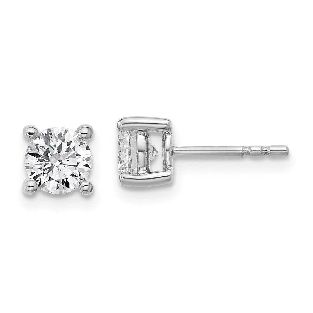 14k White Gold 1 1/4 ctw Lab Grown Diamond VS+ F+ Round 4 Prong Heavy Wt. Stud Earrings