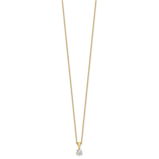14k 1/3 carat Lab Grown Diamond VS/SI+ G+ Three Prong 18 inch Complete Solitaire Pendant Necklace