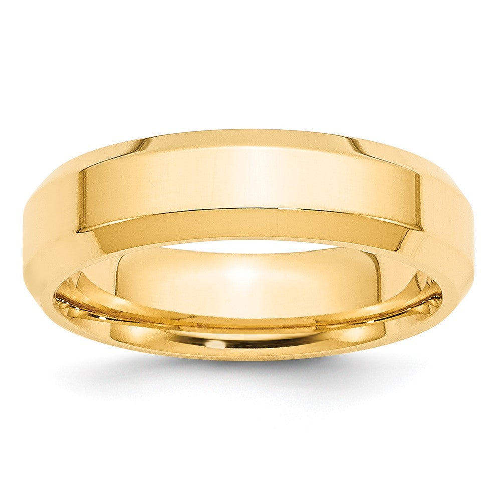 10k Yellow Gold 6mm Beveled Edge Comfort Fit Wedding Band Size 11.5