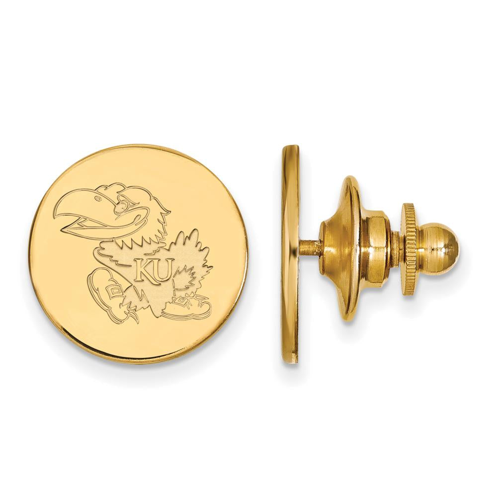 Sterling Silver Gold-plated LogoArt University of Kansas Jayhawk Lapel Pin QGP062UKS