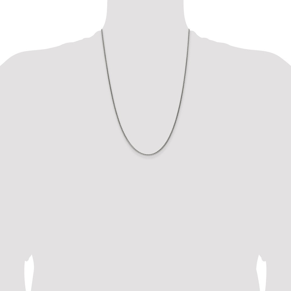Sterling Silver Antiqued 1.6mm Solid Square Spiga Chain 24 Inches