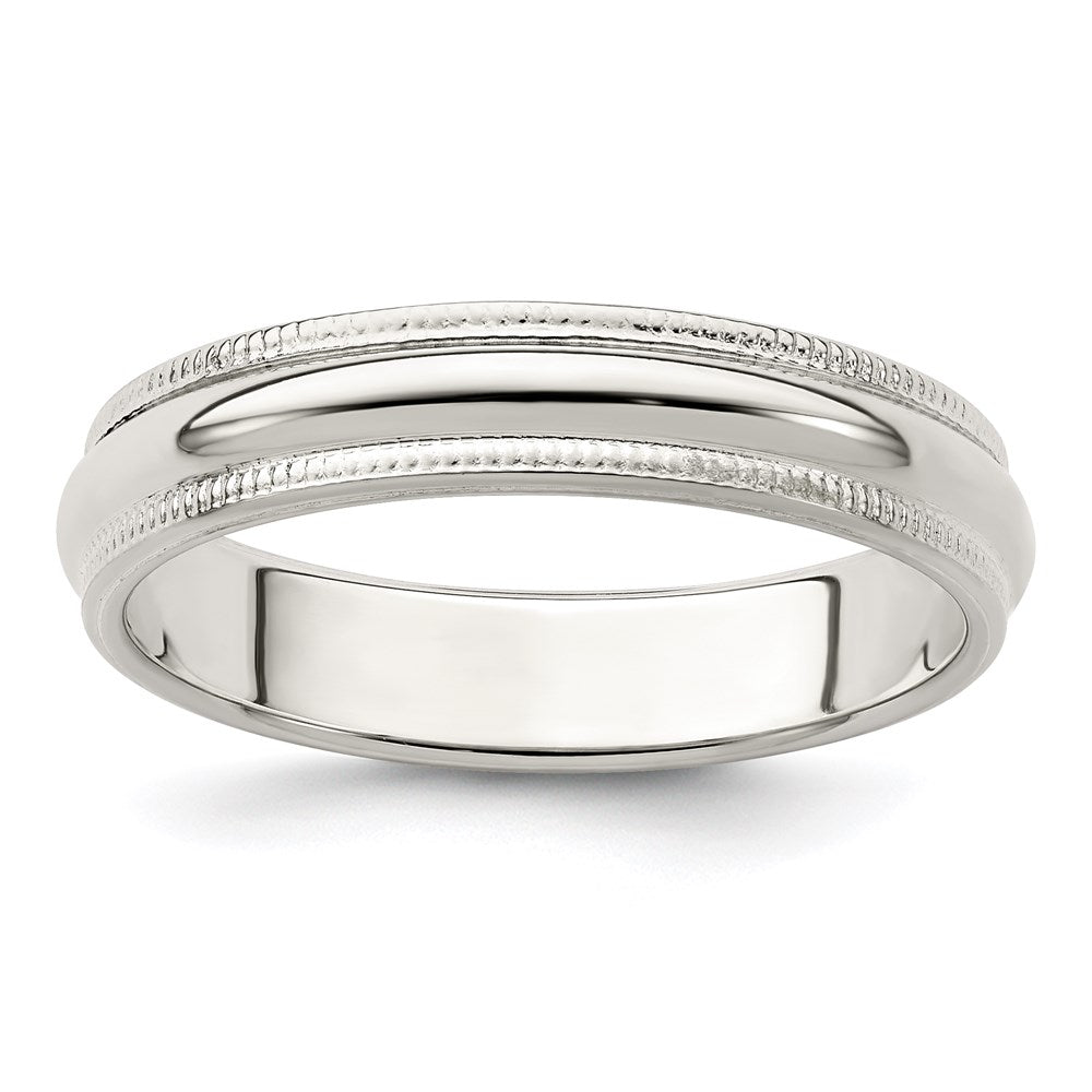 Sterling Silver 4mm Half Round Milgrain Size 13 Band