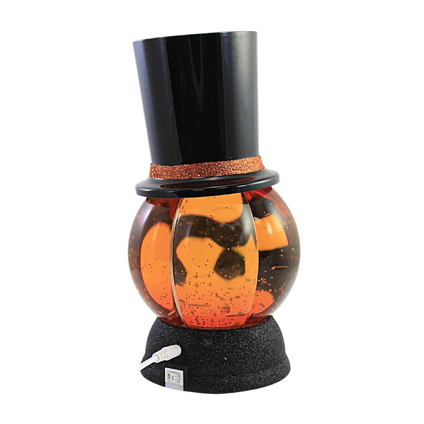Roman 9.5" Black and Red LED Swirl Jack-O-Lantern Halloween Tabletop Decor