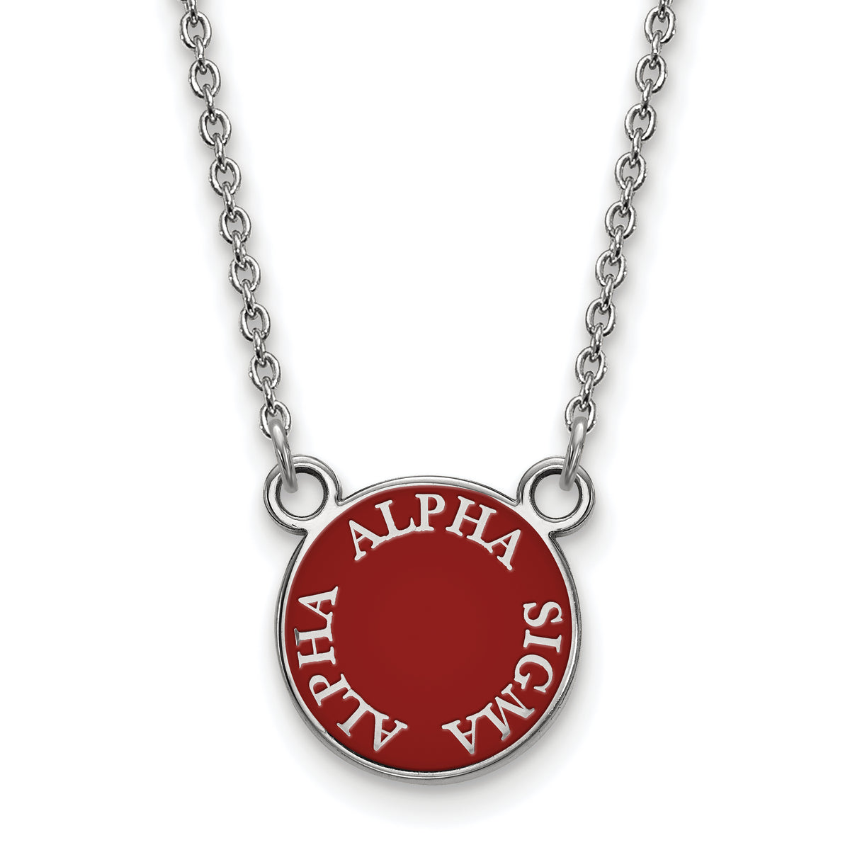 LogoArt Sterling Silver Alpha Sigma Alpha Extra Small Enameled Pendant Necklace With 18 Inch
