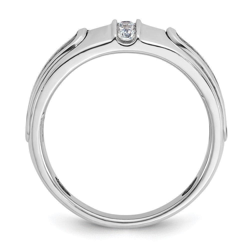 14k White Gold with Black Rhodium IBGoodman Men's 1/5 carat Diamond Complete Ring
