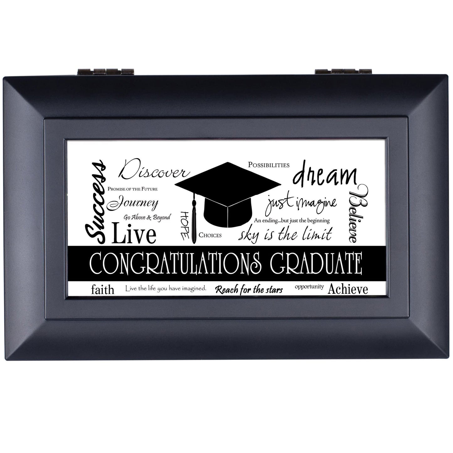 Congratulations Graduate Petite Black Graduation Musical Jewelry Box Plays Pomp and Circumstance
