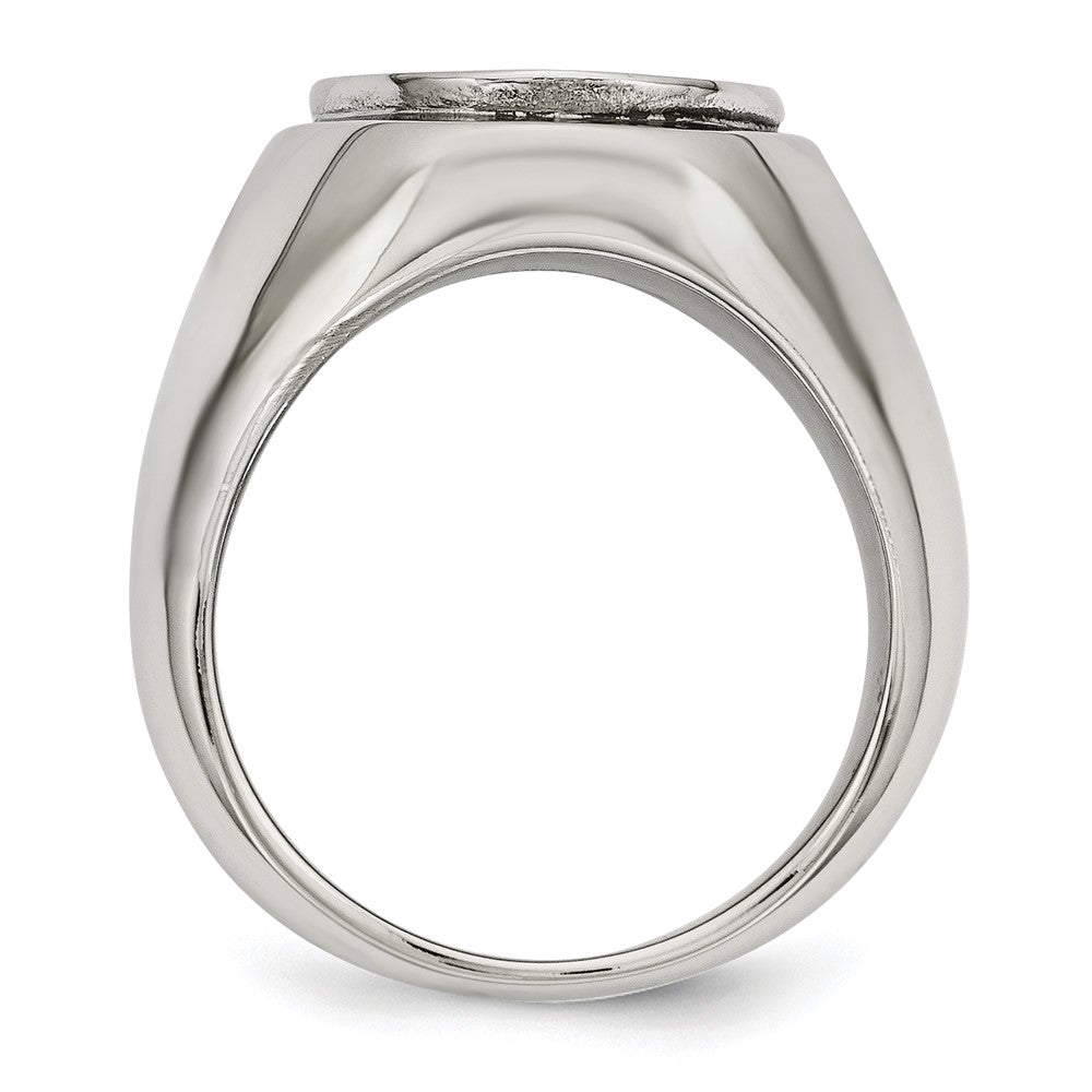 Stainless Steel Polished Black Enameled Cross Ring Size - 9