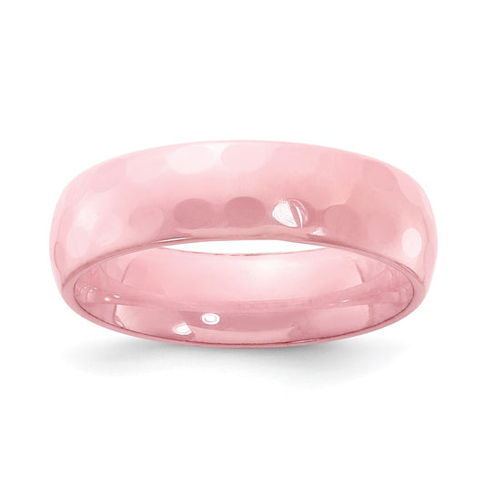 Ceramic Pink Faceted 6mm Polished Band