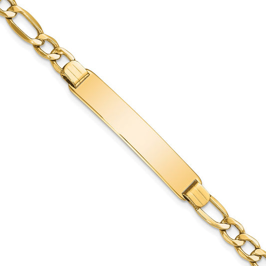 14k Polished Semi-Solid Figaro ID Bracelet 8  inches