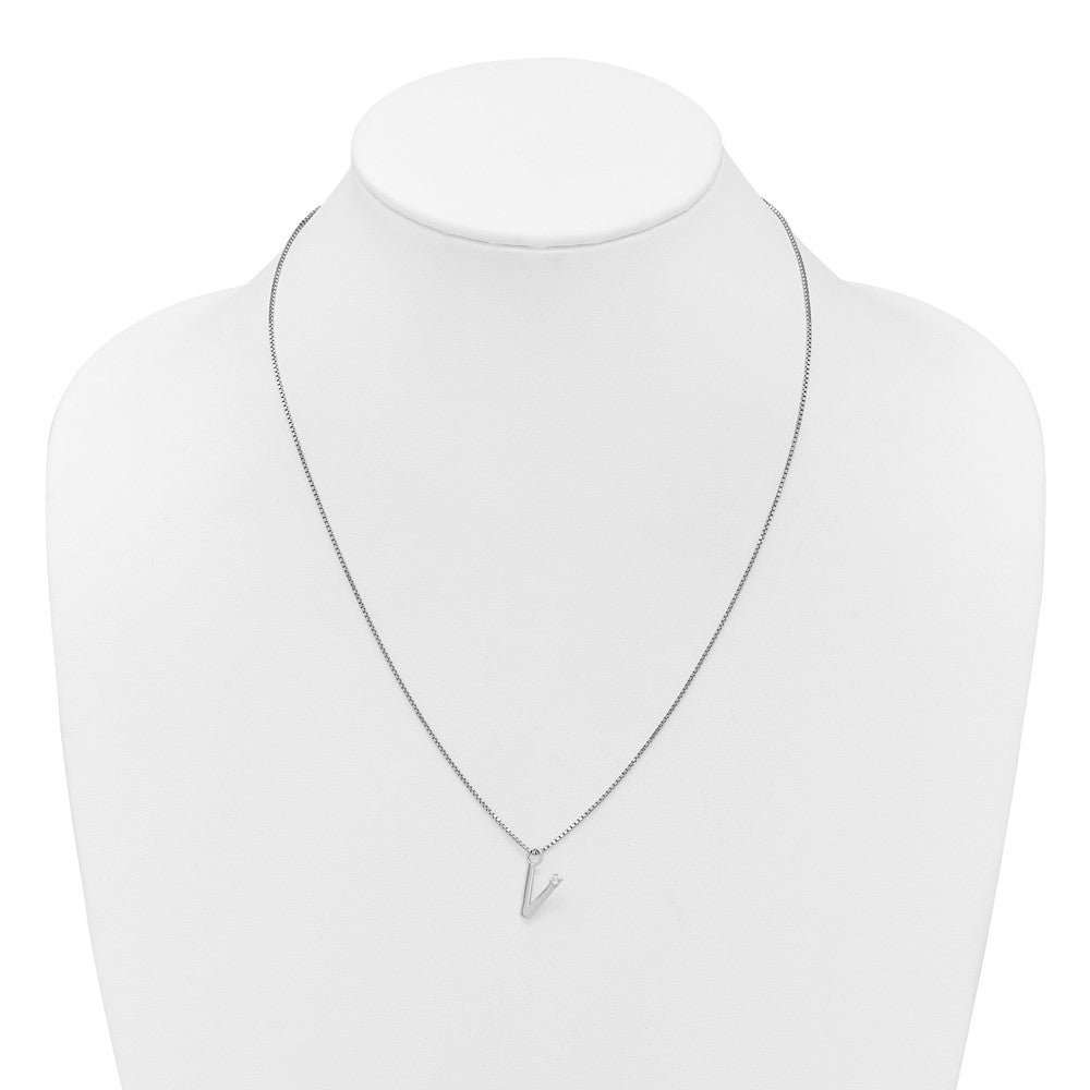 White Ice Sterling Silver Rhodium-plated 18 inch Diamond Letter V Initial Necklace plus 2 inch Extender 18 Inches