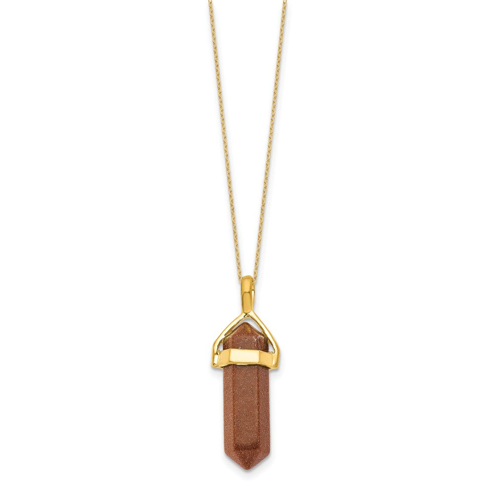 Sterling Silver Gold-tone Goldstone Crystal 18in Necklace