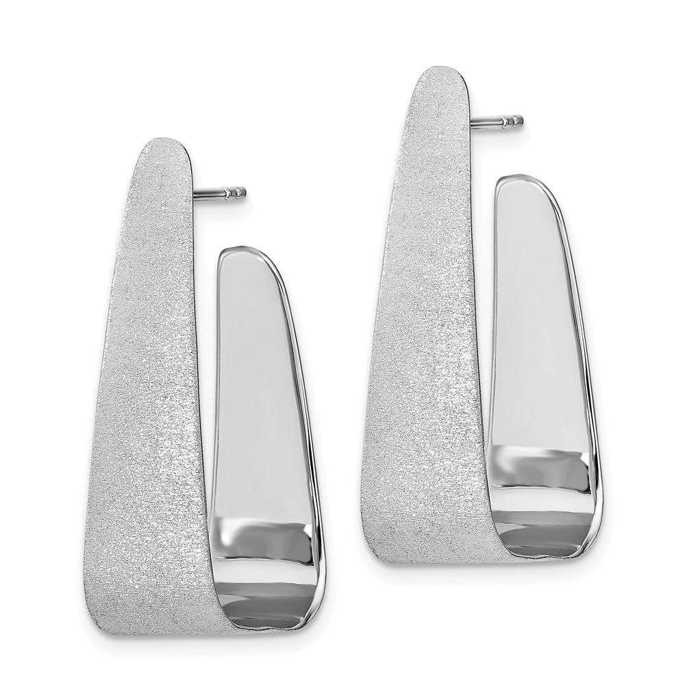 Sterling Silver Rhodium-plated Sand-finish Post Dangle Earrings