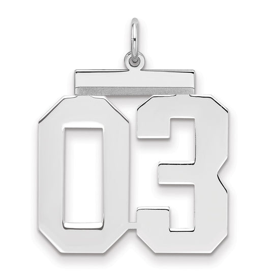 Sterling Silver Large Polished Number 3 W/Top