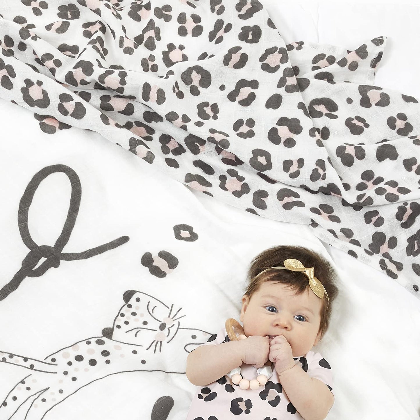 Creative Brands J1754 45 x 45 in. Cheetah Collection Cheetah Swaddle Blanket