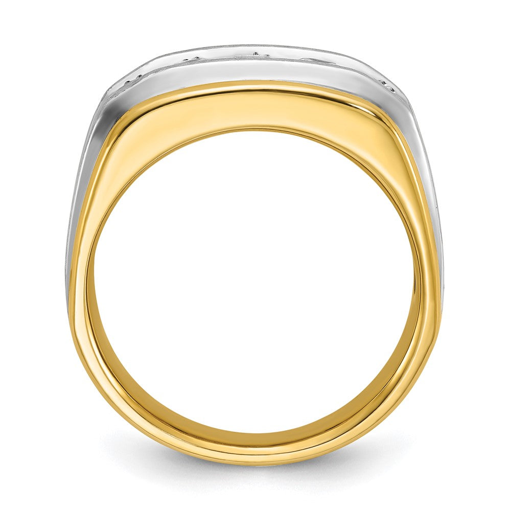 IBGoodman 14k Two-tone Men's Polished Satin and Grooved 5-Stone Ring Mounting