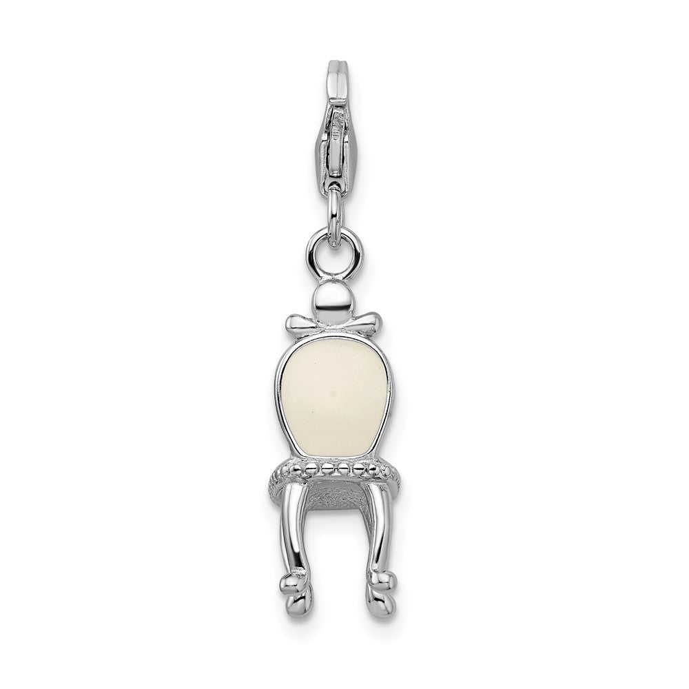 Amore La Vita Sterling Silver Rhodium-plated Polished 3-D Enameled Vanity Chair Charm with Fancy Lobster Clasp