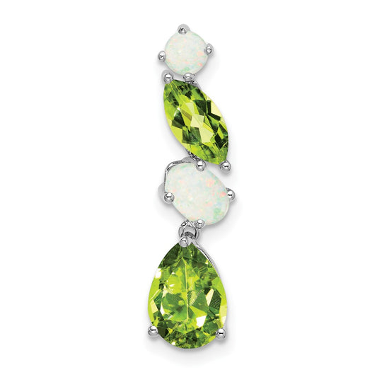 14k White Gold Peridot and Opal Chain Slide