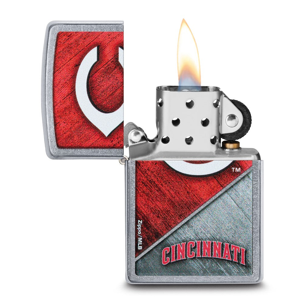 Zippo Street Chrome Cincinnati Reds Color Image MLB Lighter