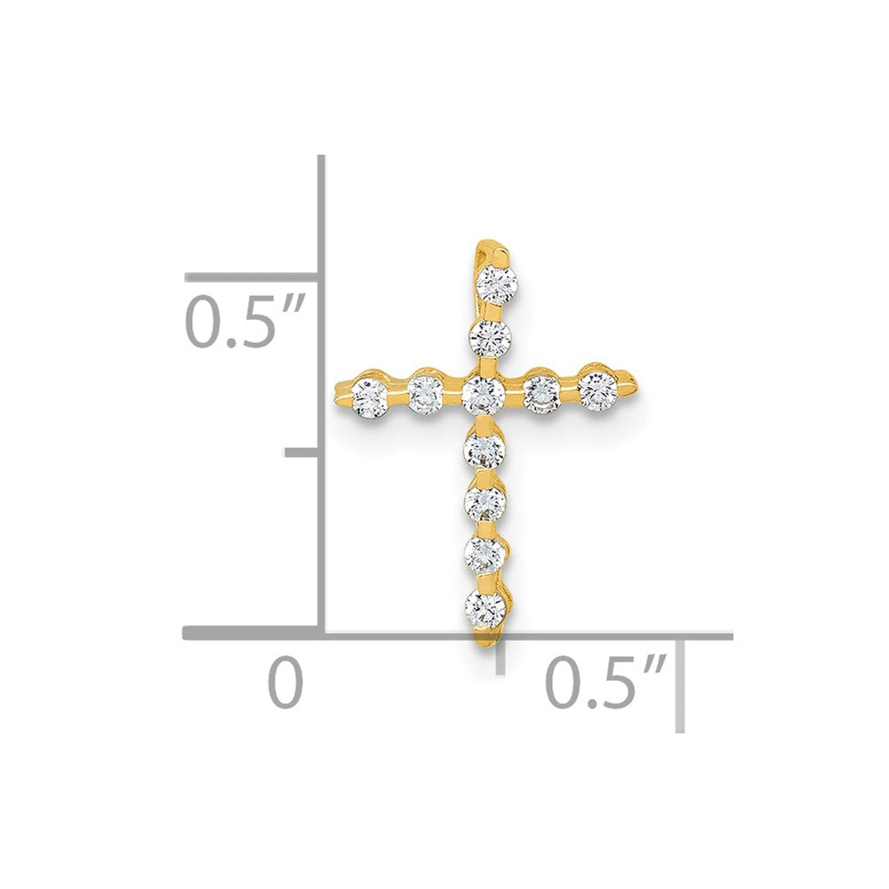 10k Polished CZ Latin Cross Chain Slide Pendant
