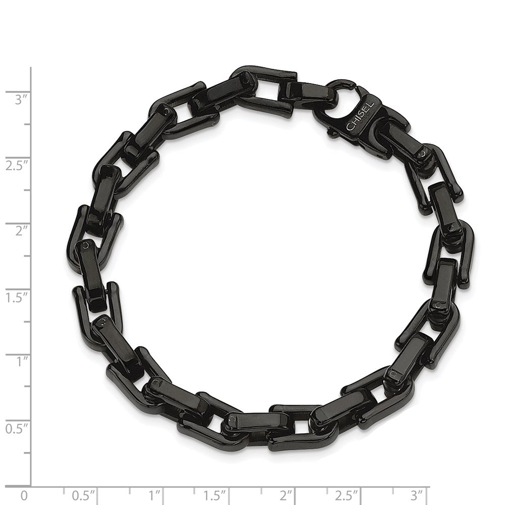 Stainless Steel Polished Black IP-plated 8.5in Fancy Link Bracelet 8.5 inches