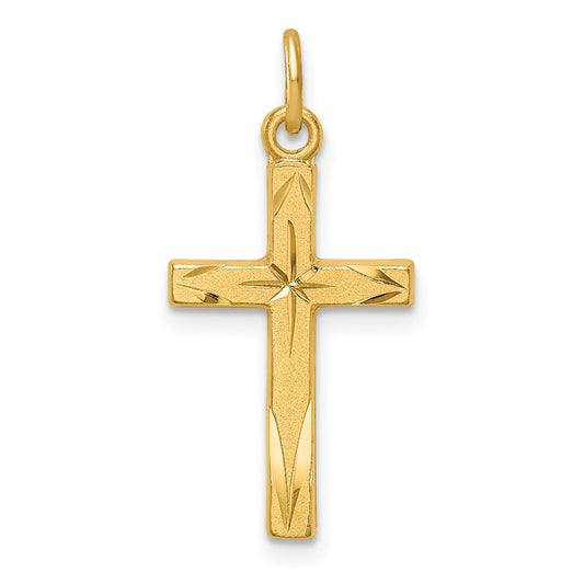 Sterling Silver Gold Tone Diamond-Cut Cross Pendant