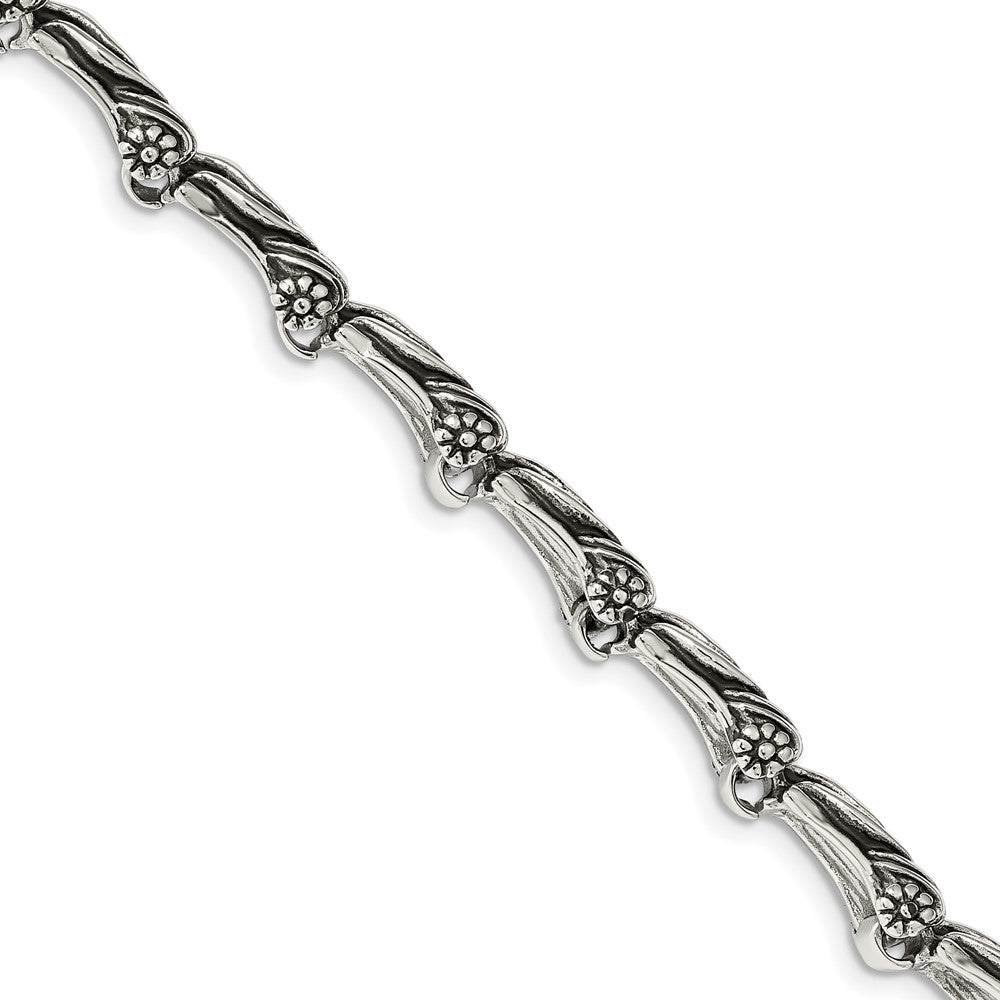 Stainless Steel Antiqued Dragon 8.75in Bracelet 8.25 inches