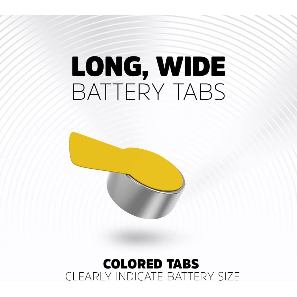 Energizer Hearing Aid Batteries Size 10, Yellow Tab, 8 Pack