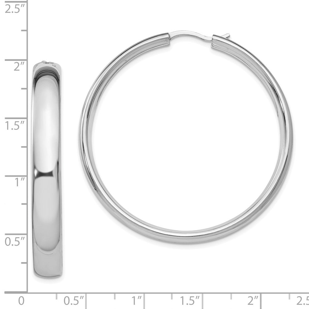 Sterling Silver Rhodium-plated 6mm Half Round Tube Earrings