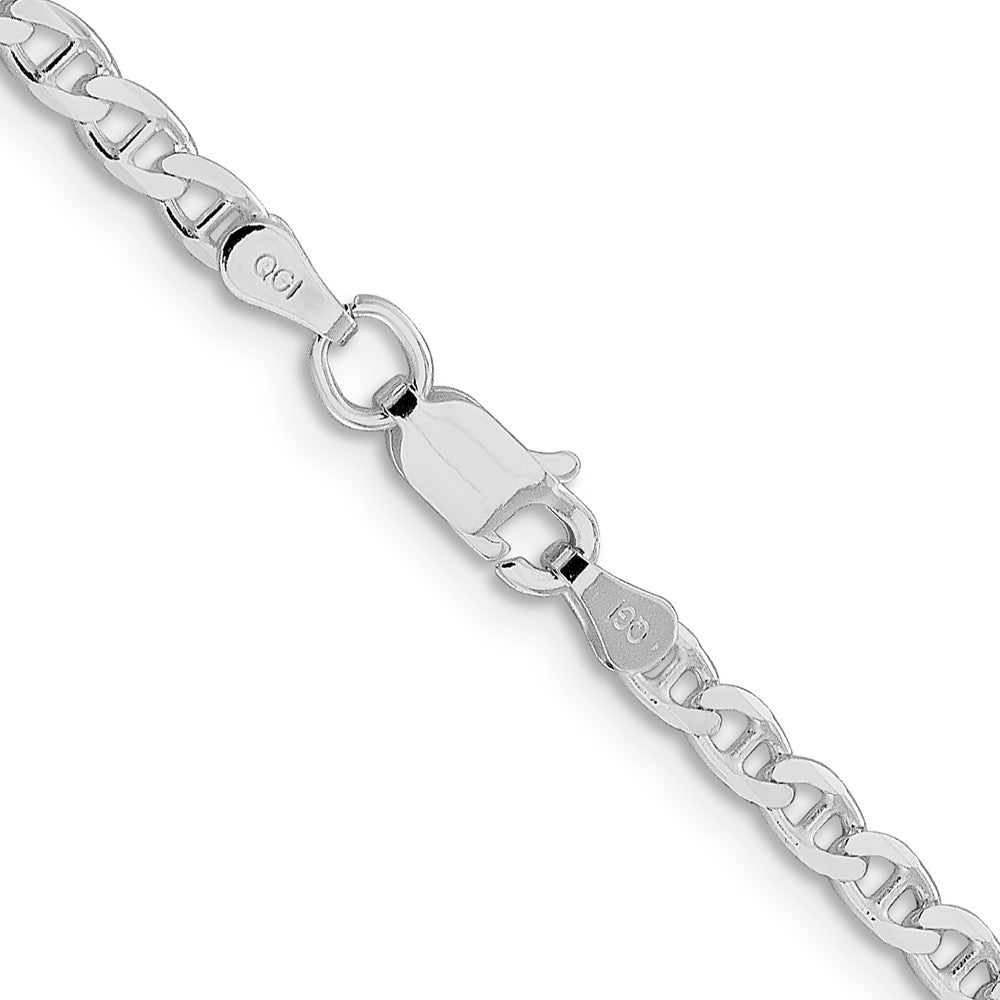 Sterling Silver Rhodium-plated 3.15mm D/C Flat Anchor Curb Chain 20 Inches