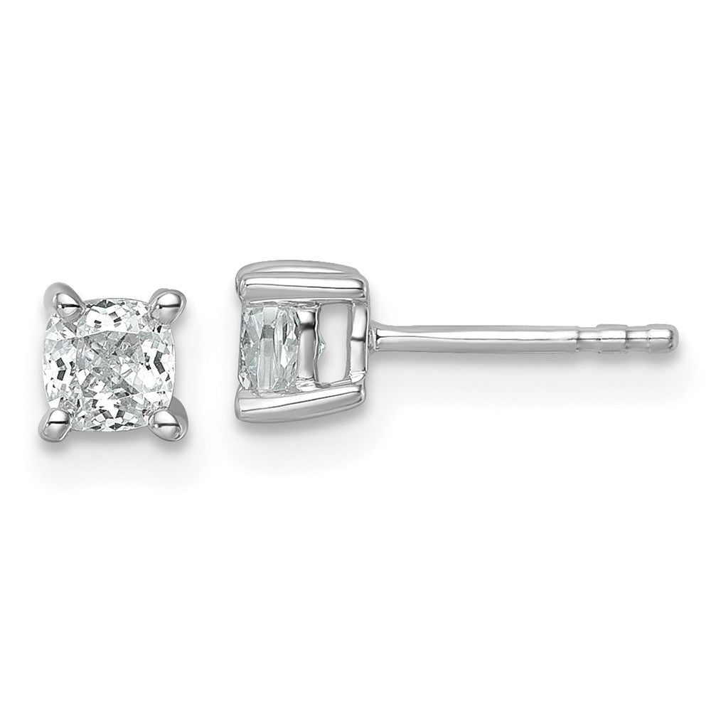 14K White Gold 3/4 Carat Lab Grown Diamond VS+ F+ Cushion 4-Prong Complete Stud Earrings