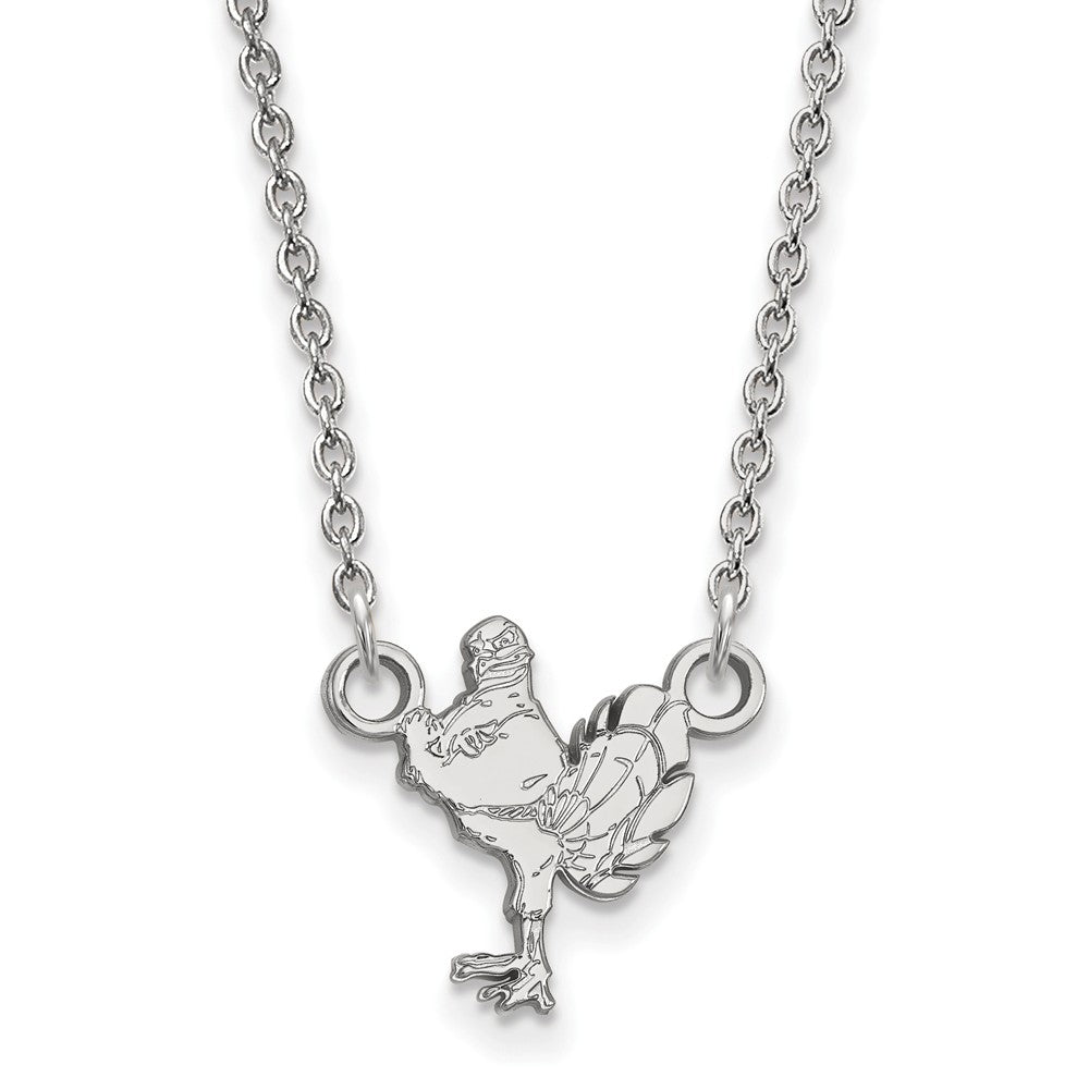 Sterling Silver Rhodium-plated LogoArt Virginia Tech HokieBird Small Pendant 18 inch Necklace Q-SS052VTE-18